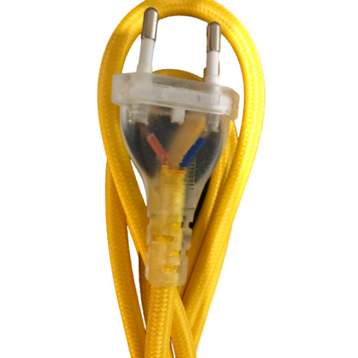 Kabel przyłączeniowy w oplocie okrągły żółty z wyłącznikiem