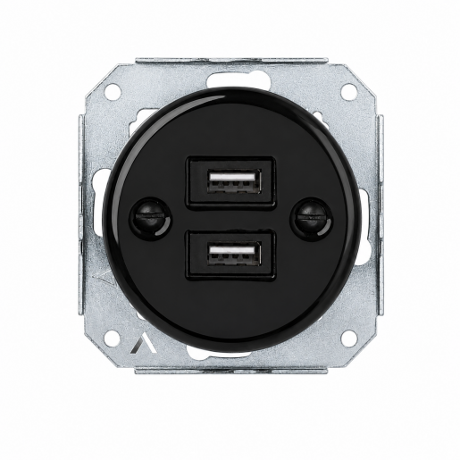 Ceramiczne podtynkowe gniazdo 2 x USB czarne