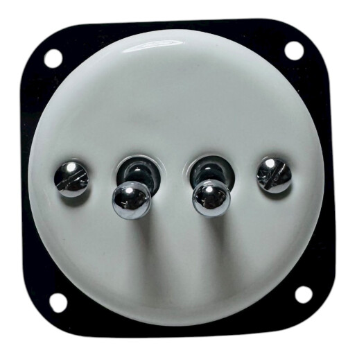 ANTICA TOOGLE  ceramiczny włącznik podwójny biały/srebrny K1-R210N1C/W