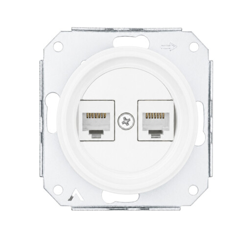 Ceramiczne podtynkowe gniazdo 2 x RJ45 białe, cat.6