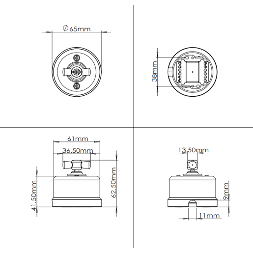 Włącznik ceramiczny natynk dzwonek ANTICA czarny K1-R231MBb - brązowy motylek