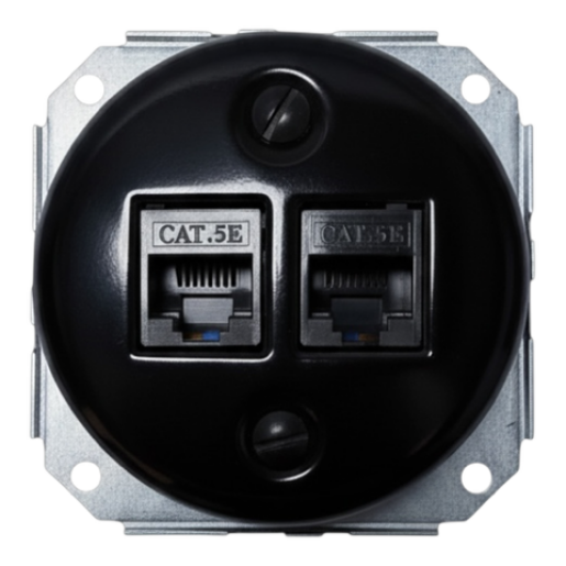 Antica ceramiczne gniazdo podtynkowe Internetowe 2xRJ45 czarne cat.5