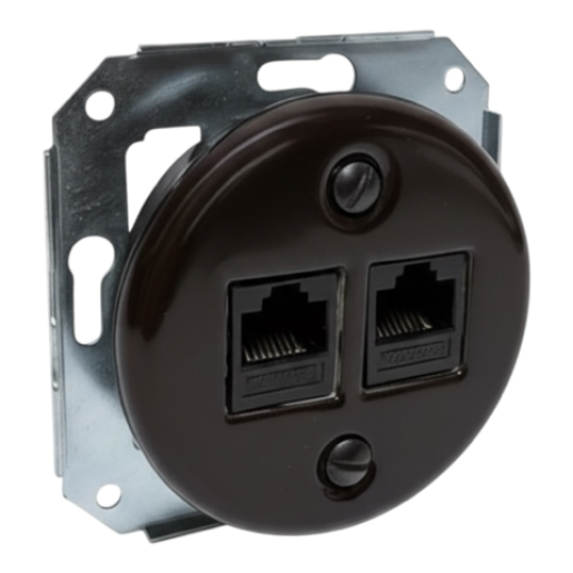 Antica ceramiczne gniazdo podtynkowe Internetowe 2xRJ45 czarne cat.5