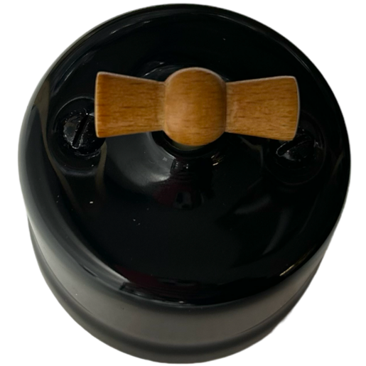 Włącznik ceramiczny natynk dzwonek ANTICA czarny K1-R231MBb - brązowy motylek