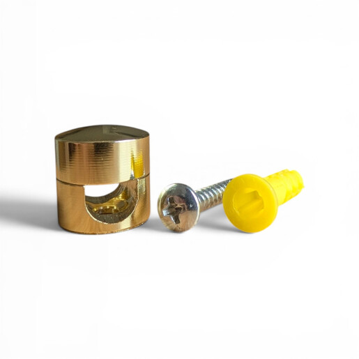 Uchwyt przewodu Alu otw&oacute;r 9mm, średnica 16mm, złoty
