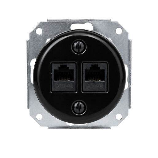 Antica ceramiczne gniazdo podtynkowe Internetowe 2xRJ45 czarne cat.5