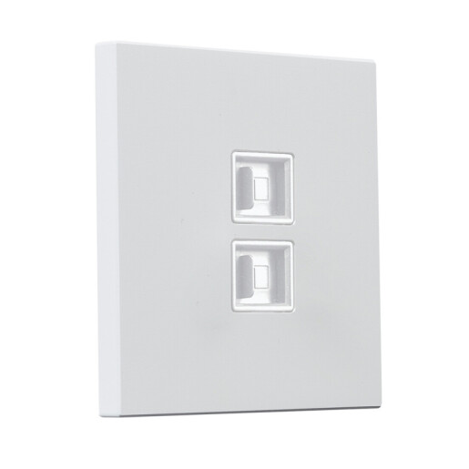 Gniazdo kwadratowe metalowe 2X RJ45 biały mat 