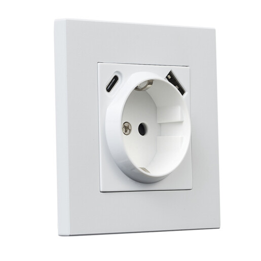 Gniazdo kwadratowe metalowe schuko + USB  + TypeC biały mat 
