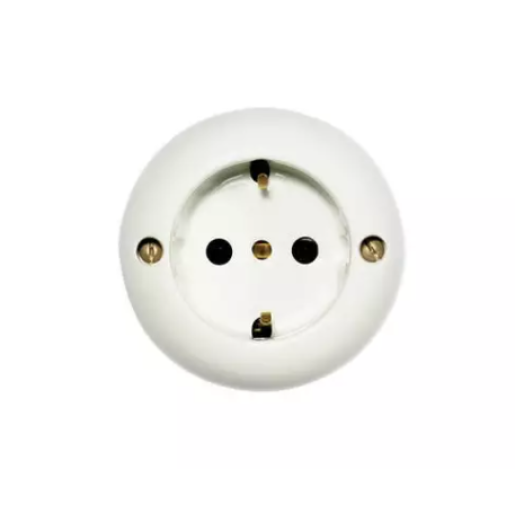 Porcelanowe gniazdo natynkowe z uziemieniem bocznym , GiGambarelli, 00210