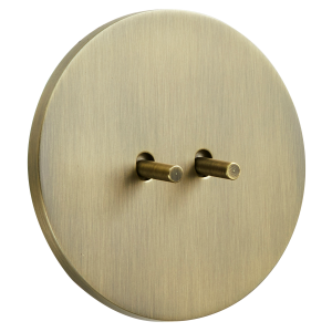 Włącznik okrągły metalowy podw&oacute;jny zwierny patyna szczotkowana Togglica Round 4U