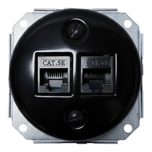 Antica ceramiczne gniazdo podtynkowe Internetowe 2xRJ45 czarne cat.5