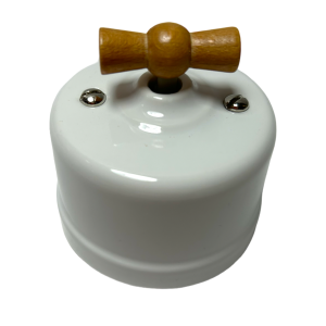 Włącznik ceramiczny natynkowy dzwonek ANTICA biały K1-R231MBw - brązowy motylek