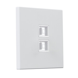 Gniazdo kwadratowe metalowe 2X RJ45 biały mat 
