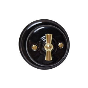 Natynkowy włącznik światła krzyżowy retro ANTICA GOLD czarny T01CG black