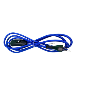 Kabel przyłączeniowy w oplocie okrągły niebieski z wyłącznikiem czarnym