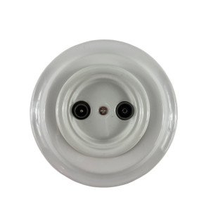 Białe gniazdo podtynkowe ANTICA TV+R ceramika, TT-06/TV+R biały 