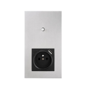 Togglica 4U panel podw&oacute;jny pionowy pojedynczy schodowy + gniazdo z bolcem USB+C nikiel szczotkowany
