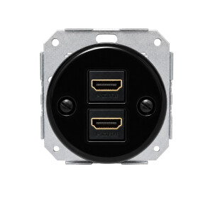 Ceramiczne podtynkowe gniazdo 2 x HDMI czarne