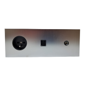Panel potrójny poziomy WAVE - gniazdo RJ45 / gniazdo TV / gniazdo french z bolcem nikiel szczotkowany