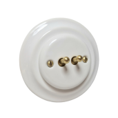 ANTICA TOOGLE  ceramiczny włącznik podwójny schodowy podtynkowy biały/złoty  K1-R220N1w