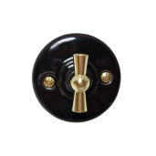 Natynkowy włącznik światła krzyżowy retro ANTICA GOLD czarny T01CG black