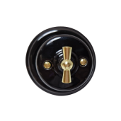 Natynkowy włącznik światła krzyżowy retro ANTICA GOLD czarny T01CG black