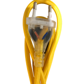 Kabel przyłączeniowy w oplocie okrągły żółty z wyłącznikiem