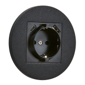 Gniazdo Schuko + USB + USBC okrągłe metalowe czarny mat Togglica Round