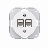 Ceramiczne podtynkowe gniazdo 2 x RJ45 białe, cat.5
