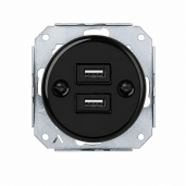 Ceramiczne podtynkowe gniazdo 2 x USB czarne