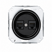 Ceramiczne podtynkowe gniazdo RJ11 + RJ45 czarne