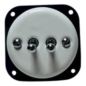 ANTICA TOOGLE  ceramiczny włącznik podwójny biały/srebrny K1-R210N1C/W