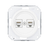 Ceramiczne podtynkowe gniazdo 2 x RJ45 białe, cat.6