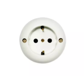 Porcelanowe gniazdo natynkowe z uziemieniem bocznym , GiGambarelli, 00210