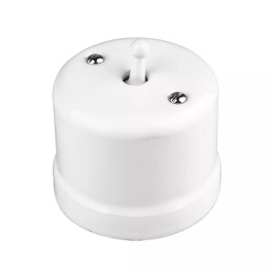 Ceramiczny natynkowy włącznik pojedynczy schodowy biały